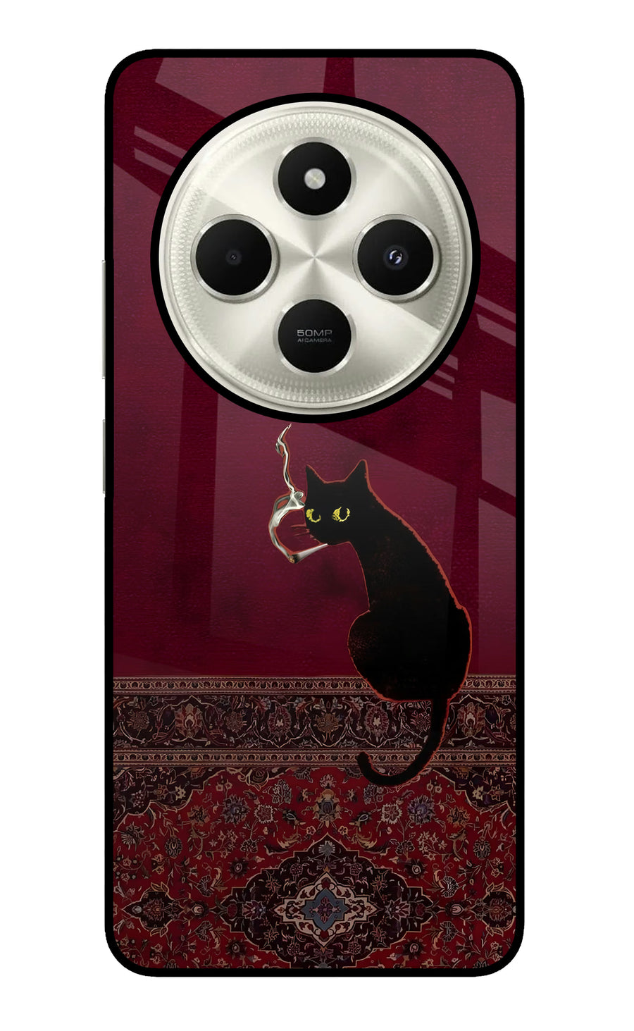 Midnight Cat Poco C75 5G Back Cover, Glass case