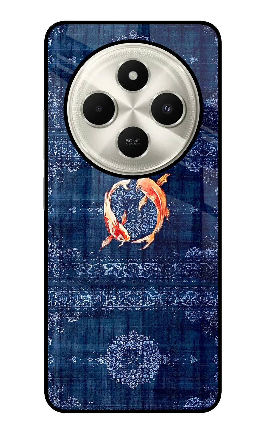 Koi Blue Poco C75 5G Back Cover, Glass case