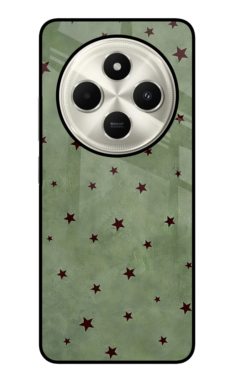 Green Stars Poco C75 5G Back Cover, Glass case