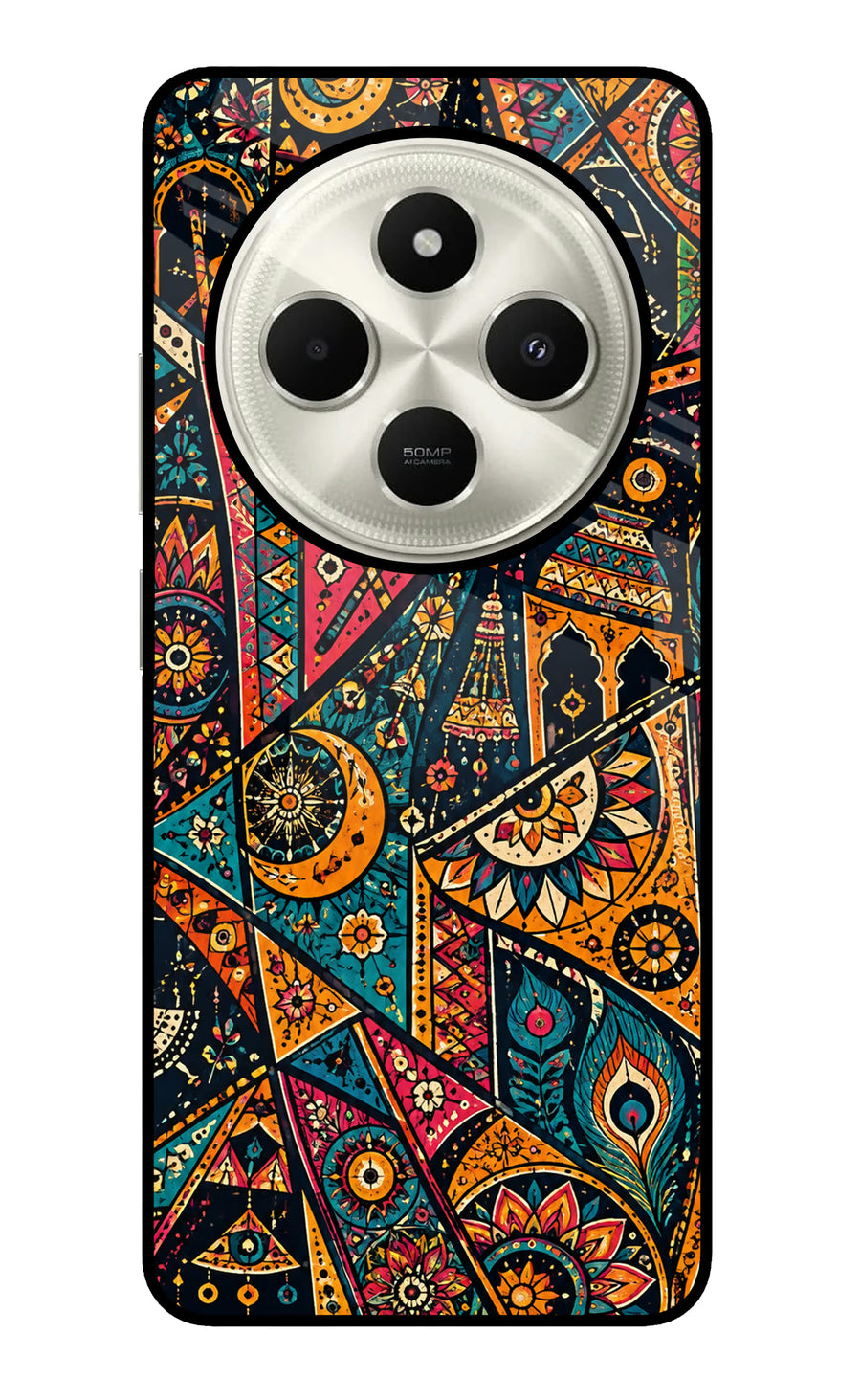Folk Print Poco C75 5G Back Cover, Glass case