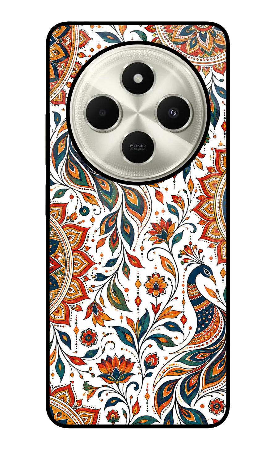 White Mayura Poco C75 5G Back Cover, Glass case