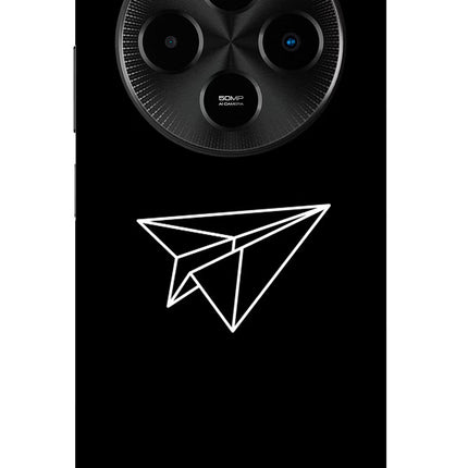 Paper Plane White Poco M7 5G Glass Case Back Cover by Casekaro