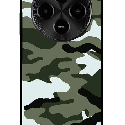 Camouflage Poco M7 5G Glass Case Back Cover by Casekaro