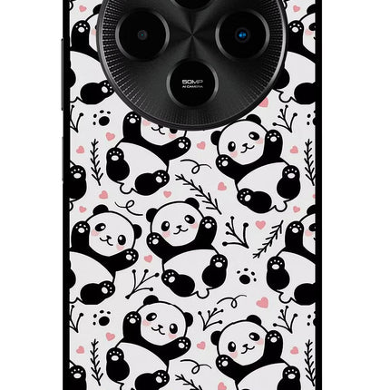 Cute Panda Poco M7 5G Glass Case Back Cover by Casekaro