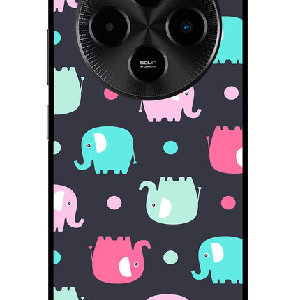Elephants Poco M7 5G Glass Case