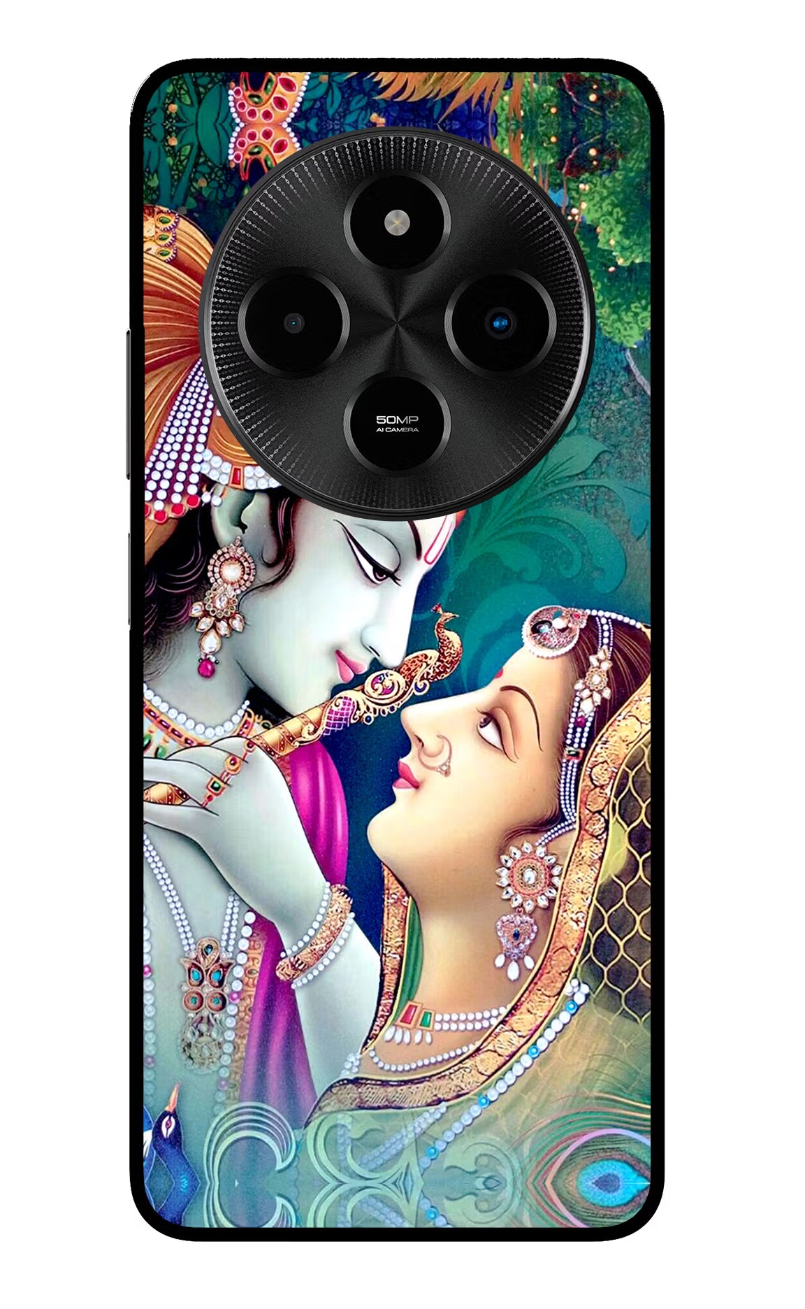 Lord Radha Krishna Poco M7 5G Glass Case Back Cover by Casekaro