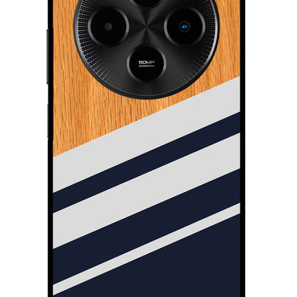 Blue and white wooden Poco M7 5G Glass Case