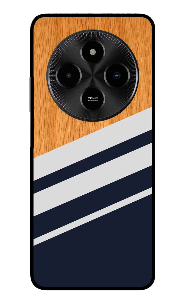 Blue and white wooden Poco M7 5G Glass Case