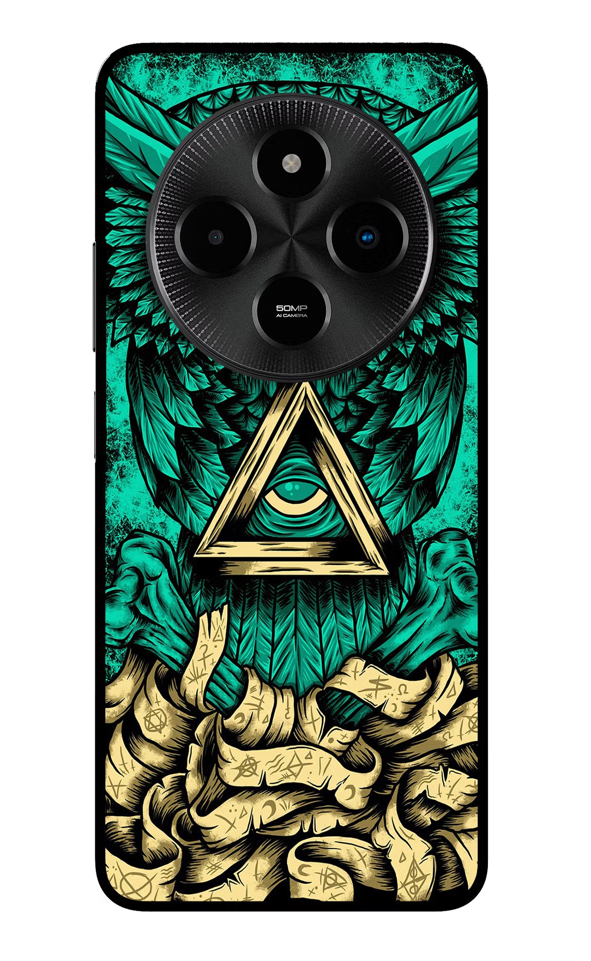 Green Owl Poco M7 5G Glass Case Back Cover by Casekaro