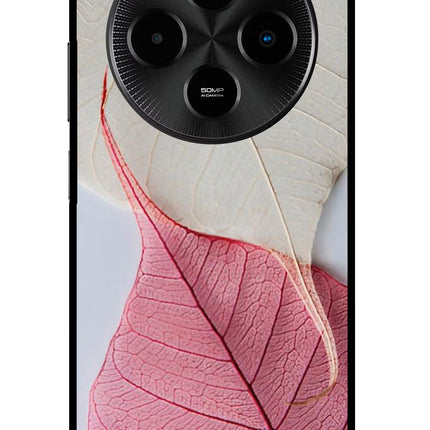 White Pink Leaf Poco M7 5G Glass Case