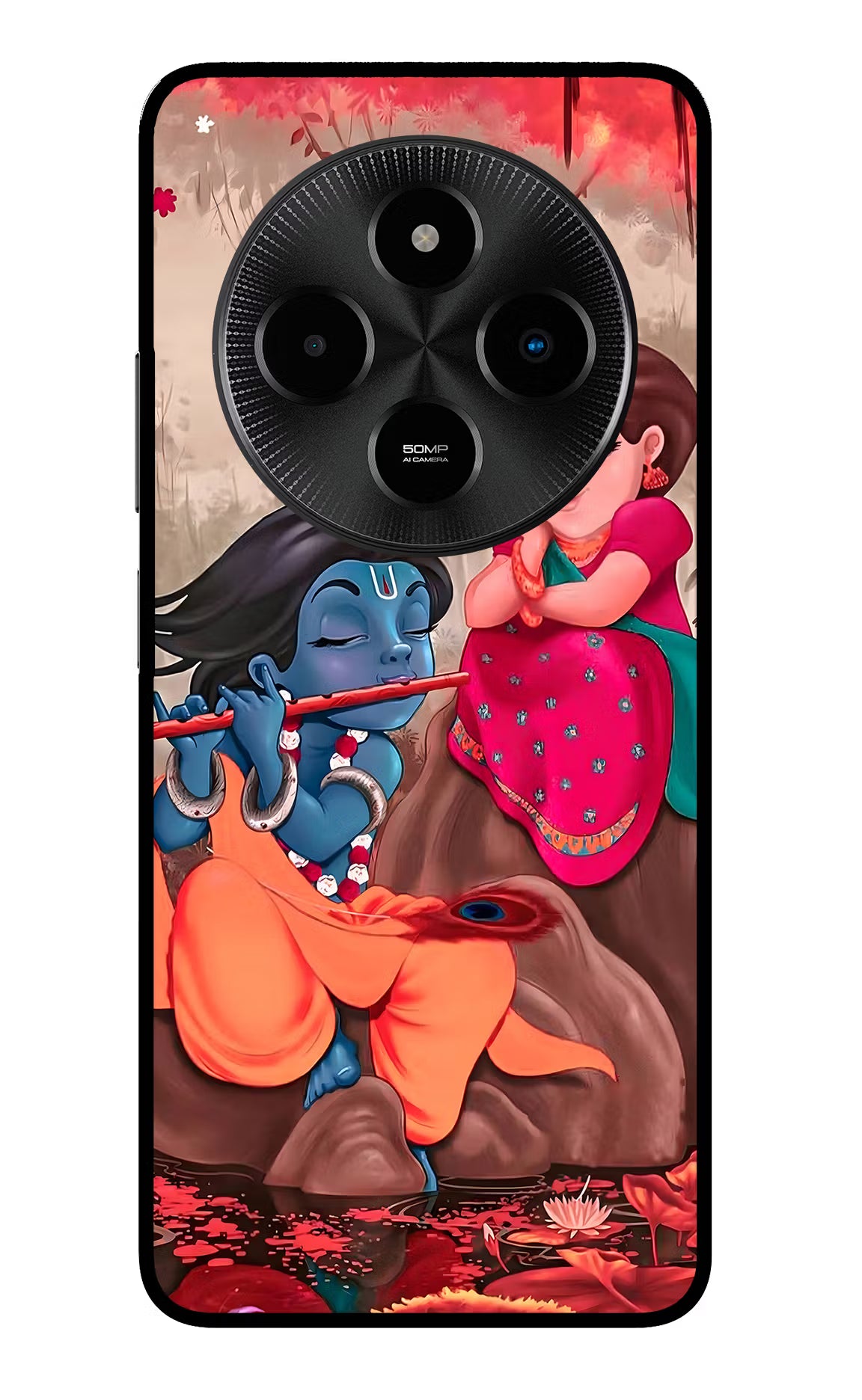 Radhe Krishna Poco M7 5G Glass Case Back Cover by Casekaro