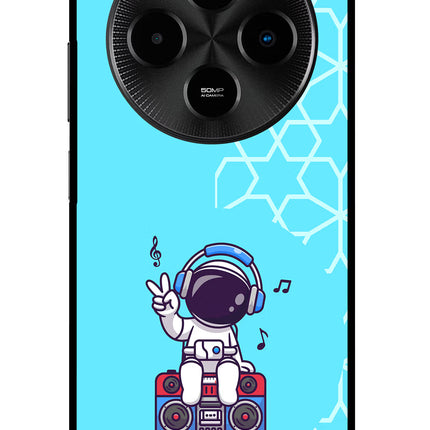Cute Astronaut Chilling Poco M7 5G Glass Case