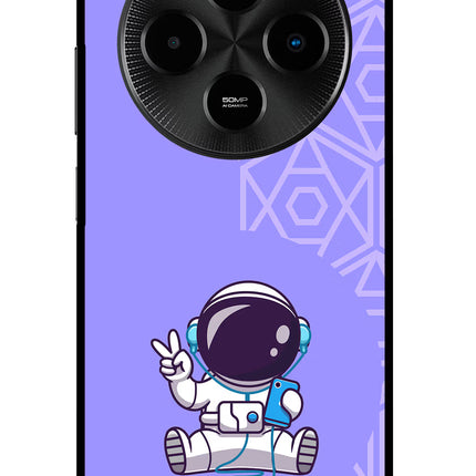 Cute Astronaut Chilling Poco M7 5G Glass Case