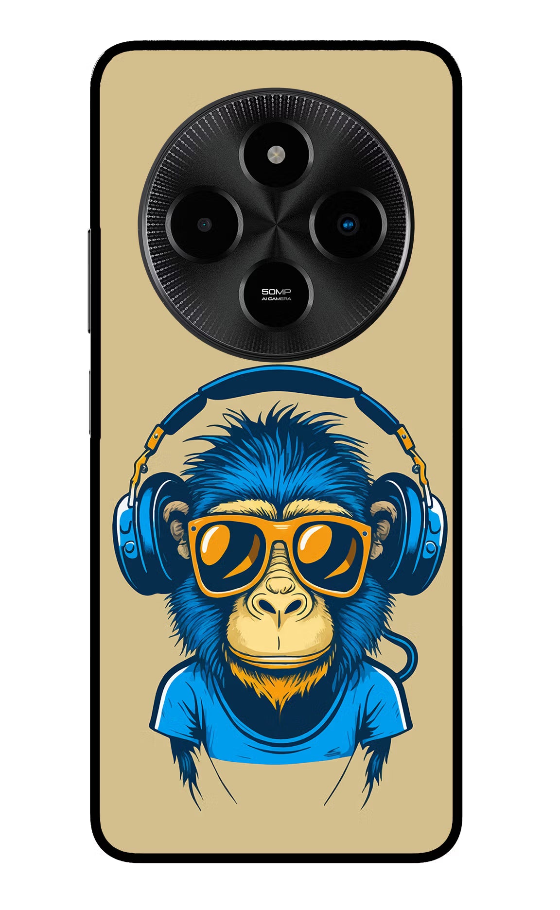 Monkey Headphone Poco M7 5G Glass Case Back Cover by Casekaro