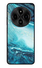 Blue Glitter Marble Poco M7 5G Glass Case
