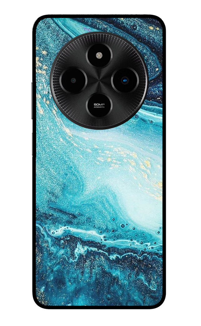 Blue Glitter Marble Poco M7 5G Glass Case