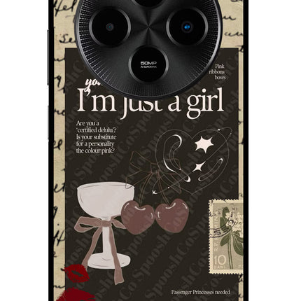 I am just a girl Poco M7 5G Glass Case Back Cover by Casekaro