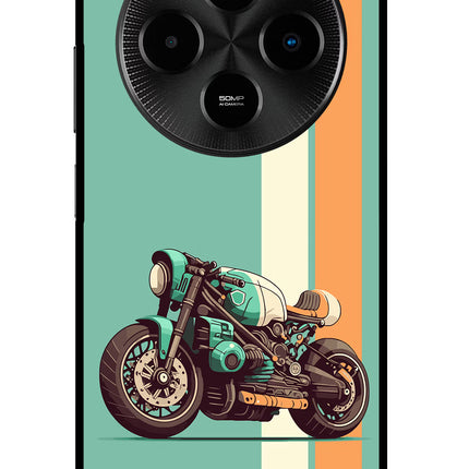 Striped Moto Drift Poco M7 5G Glass Case