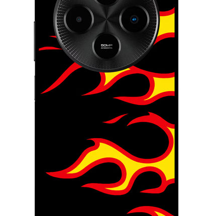 Side Sweep Flames Poco M7 5G Glass Case Back Cover by Casekaro