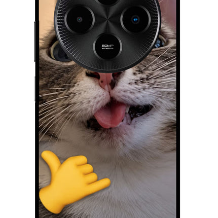 Silly Cat Call Poco M7 5G Glass Case Back Cover by Casekaro