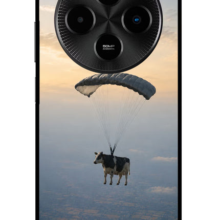 Skydiving Cow Poco M7 5G Glass Case