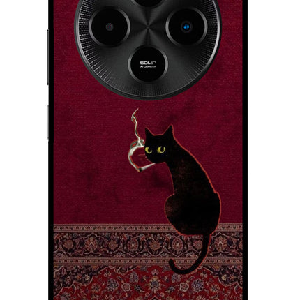 Midnight Cat Poco M7 5G Glass Case