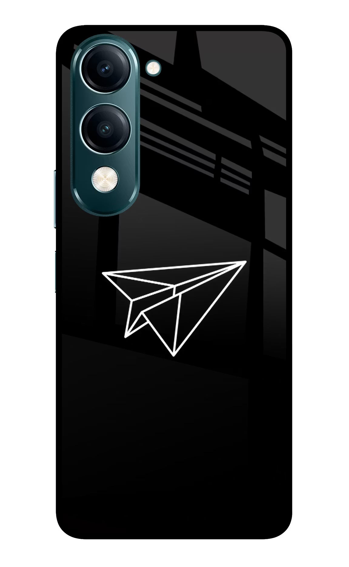 Paper Plane White Vivo Y19s 5G Glass Case Back Cover by Casekaro