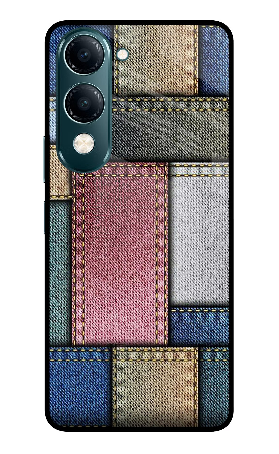 Multicolor Jeans Vivo Y19s 5G Glass Case Back Cover by Casekaro