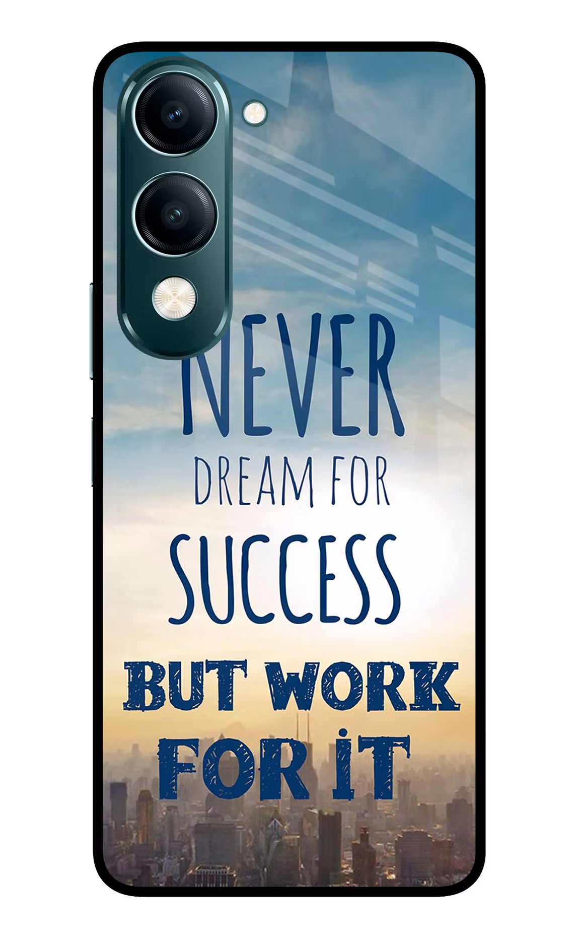 Never Dream For Success But Work For It Vivo Y19s 5G Glass Case Back Cover by Casekaro