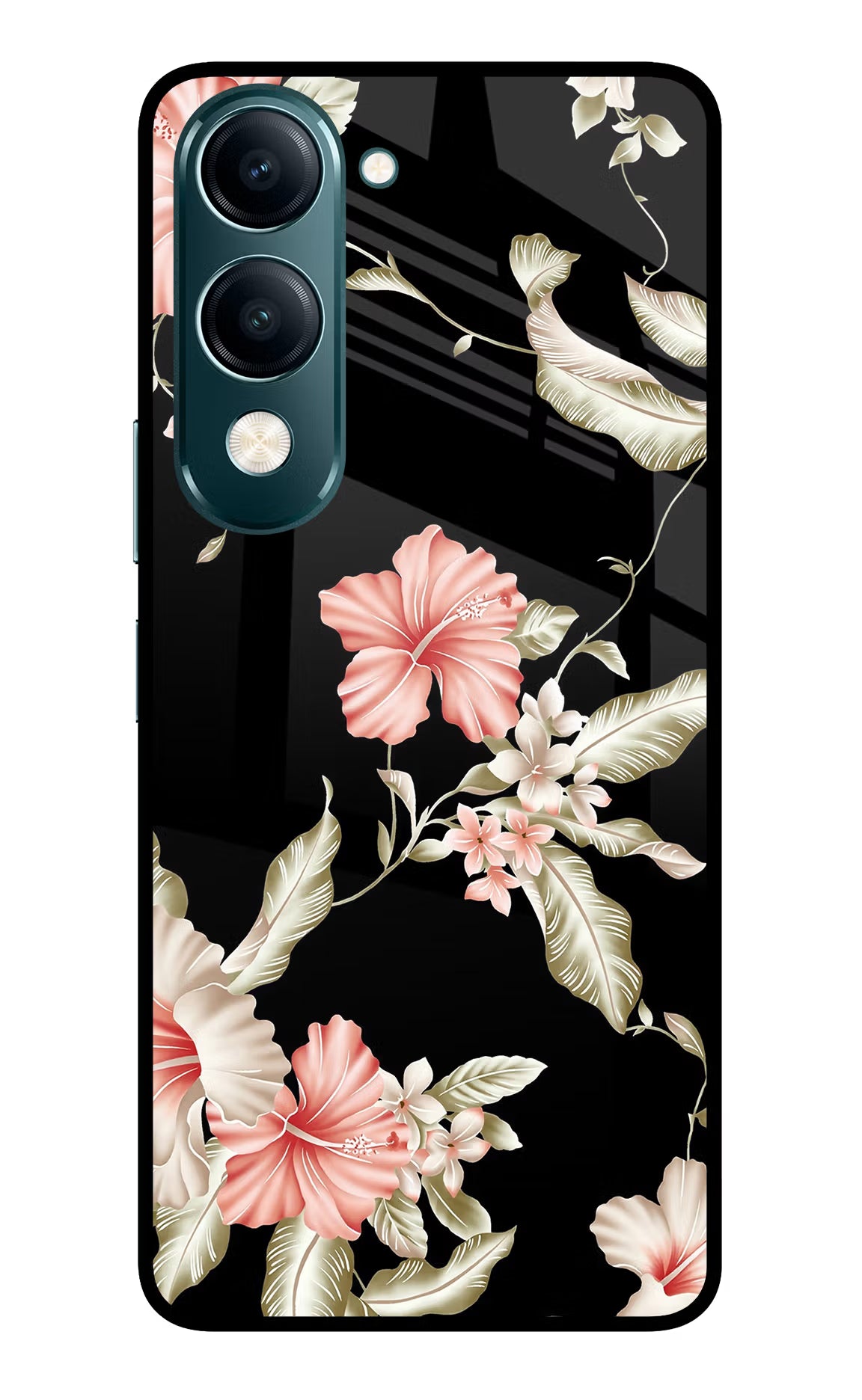 Flowers Vivo Y19s 5G Glass Case Back Cover by Casekaro