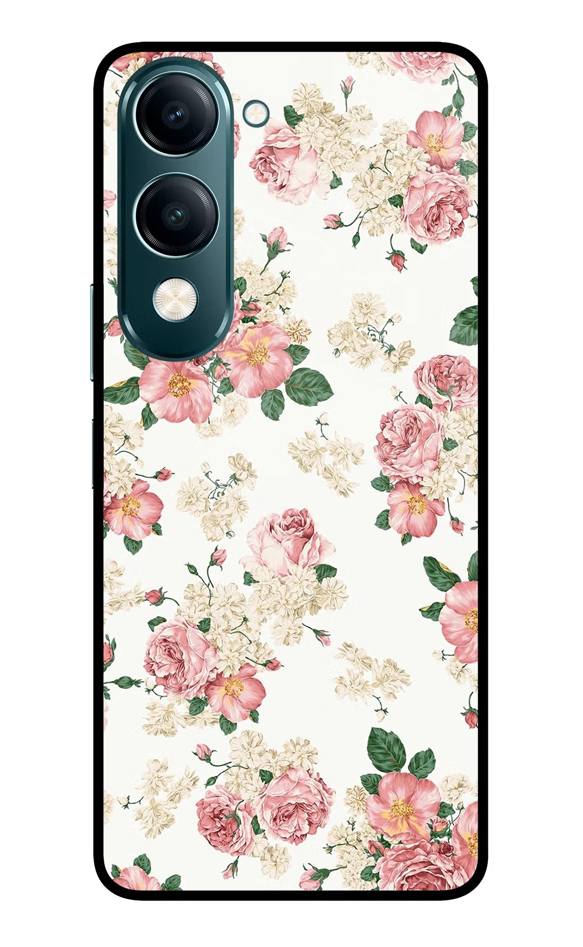 Flowers Vivo Y19s 5G Glass Case Back Cover by Casekaro