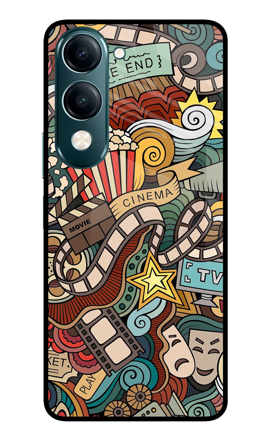 Cinema Abstract Vivo Y19s 5G Glass Case Back Cover by Casekaro