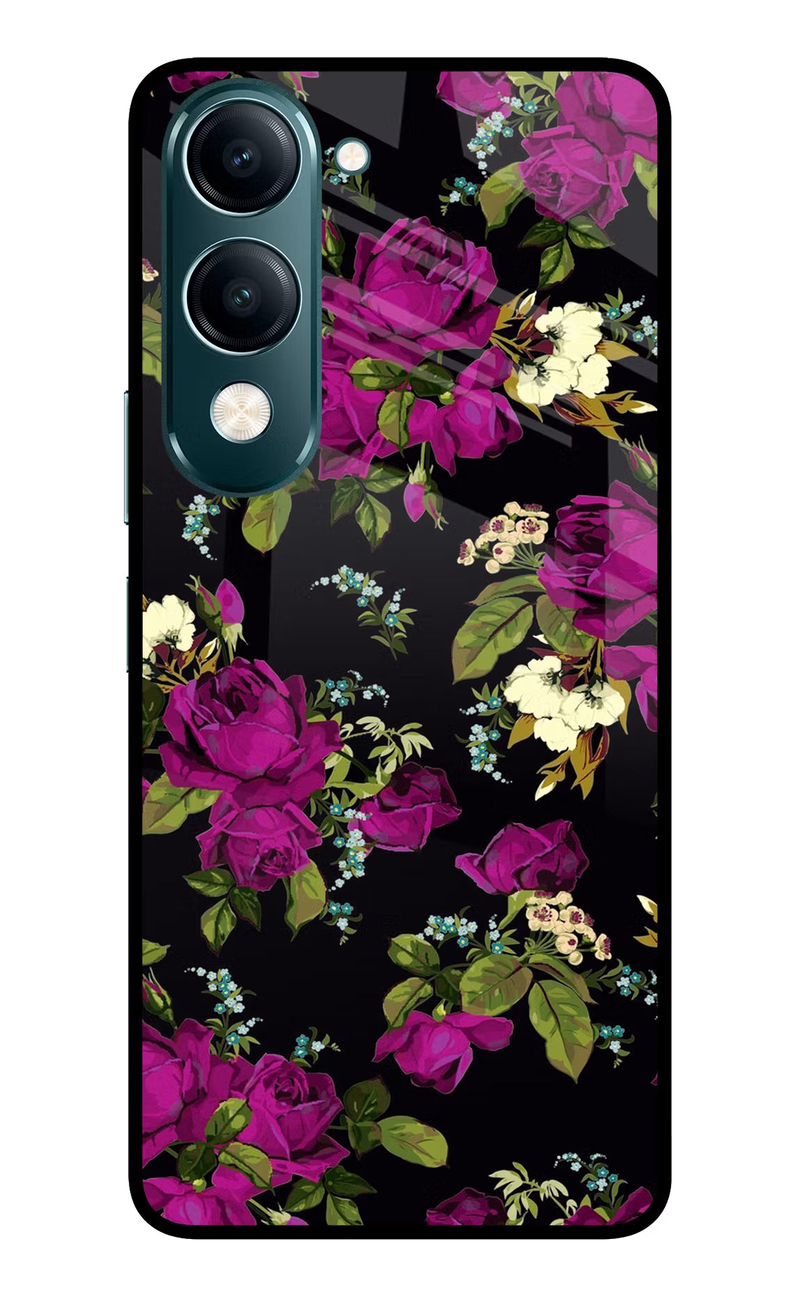 Flowers Vivo Y19s 5G Glass Case Back Cover by Casekaro