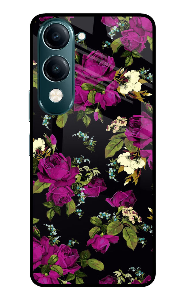 Flowers Vivo Y19s 5G Glass Case Back Cover by Casekaro