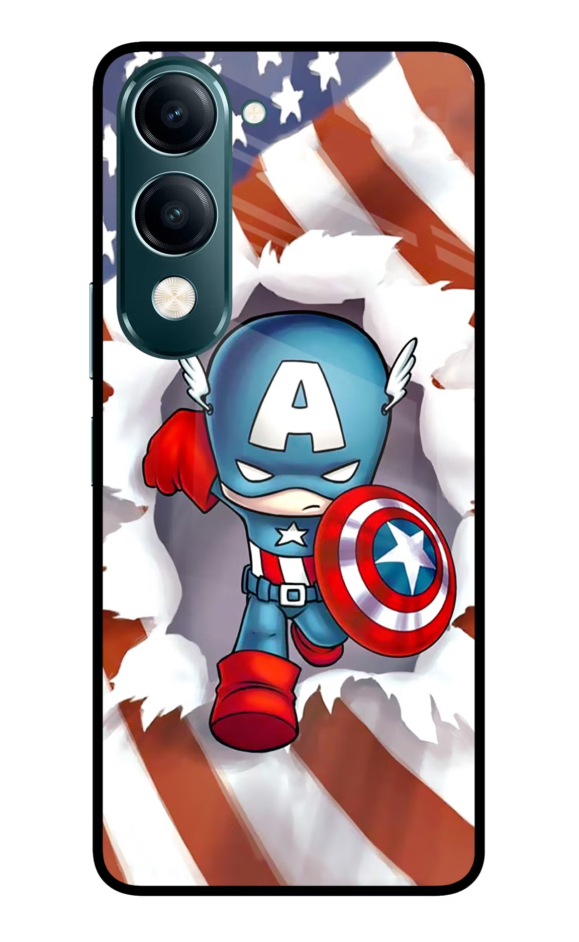 Captain America Vivo Y19s 5G Glass Case Back Cover by Casekaro