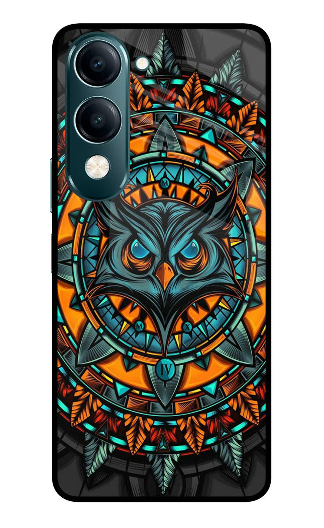 Angry Owl Art Vivo Y19s 5G Glass Case Back Cover by Casekaro