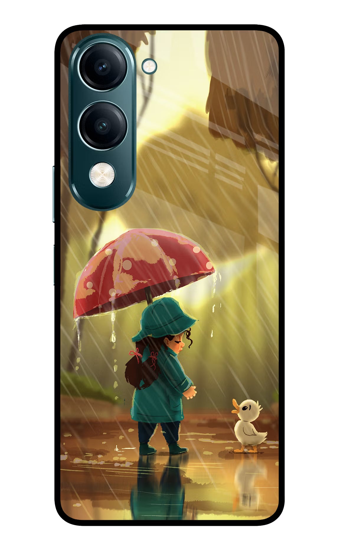 Rainy Day Vivo Y19s 5G Glass Case Back Cover by Casekaro