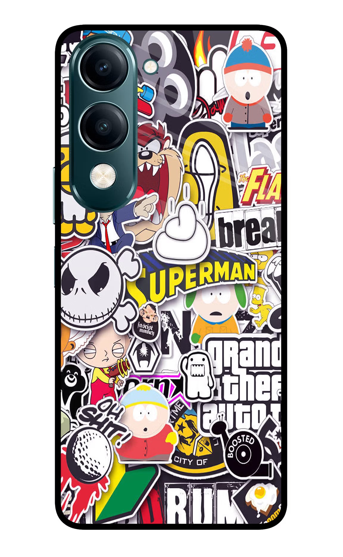 Sticker Bomb Vivo Y19s 5G Glass Case