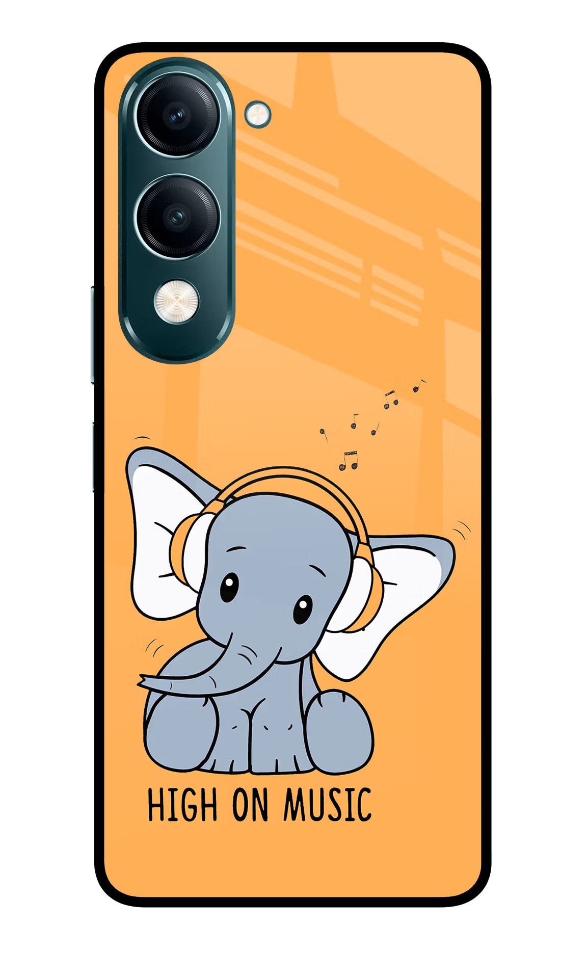 High On Music Vivo Y19s 5G Glass Case Back Cover by Casekaro
