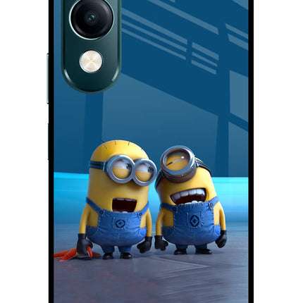 Minion Laughing Vivo Y19s 5G Glass Case Back Cover by Casekaro