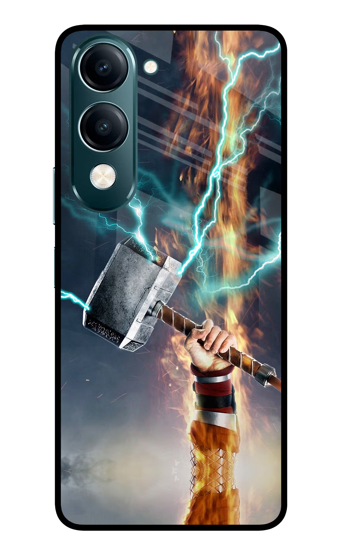 Thor Hammer Mjolnir Vivo Y19s 5G Glass Case Back Cover by Casekaro