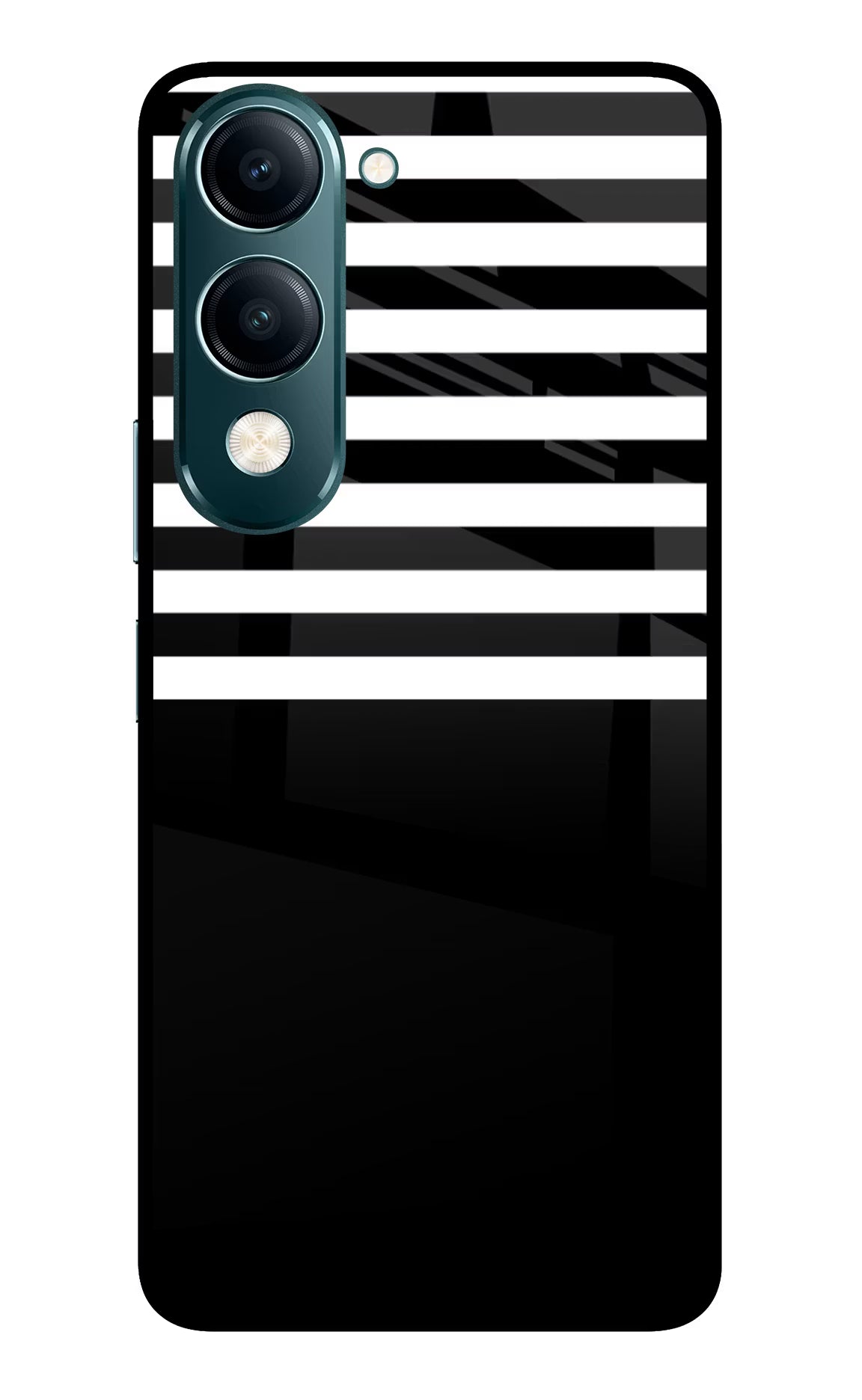 Black and White Print Vivo Y19s 5G Glass Case Back Cover by Casekaro