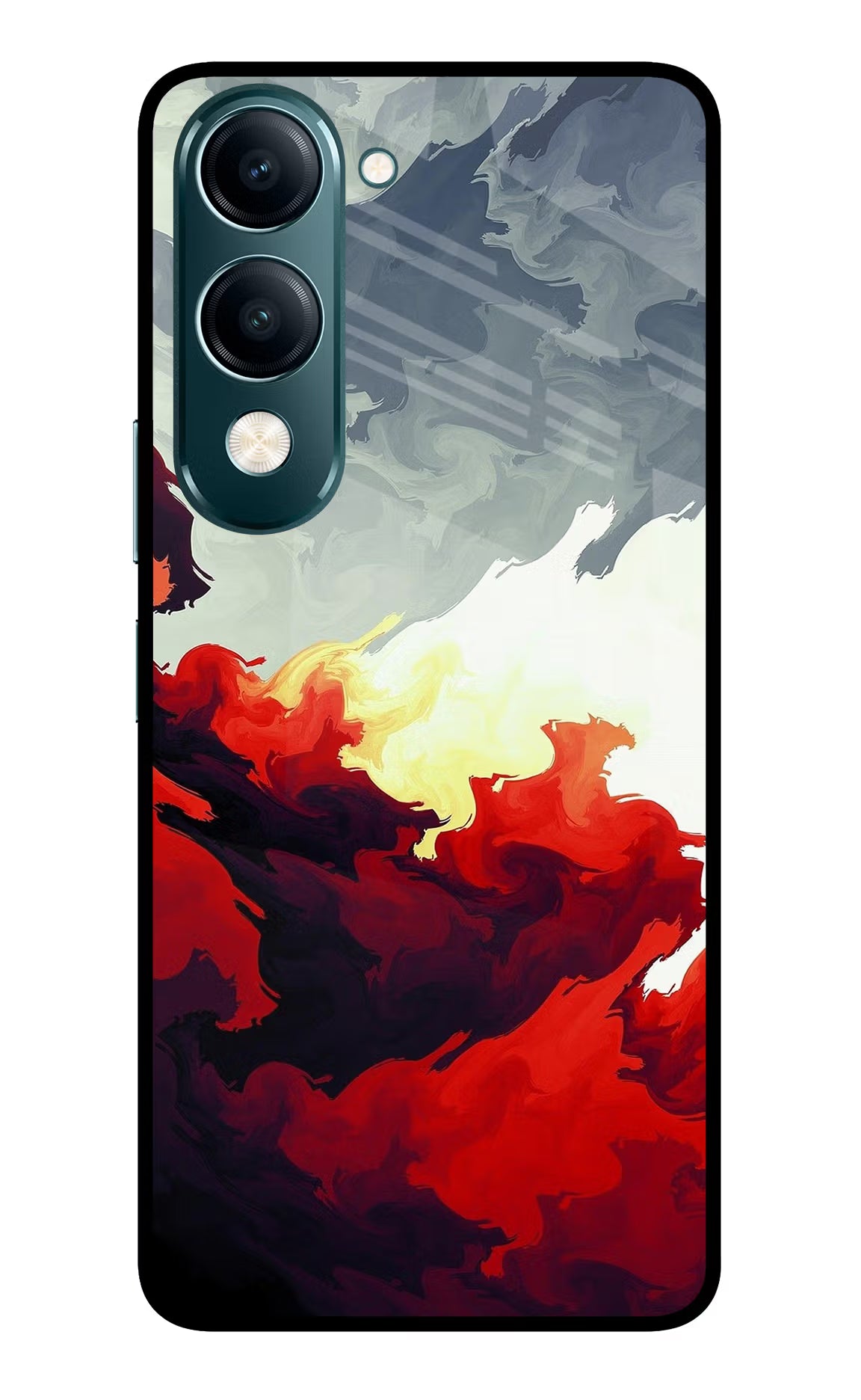 Fire Cloud Vivo Y19s 5G Glass Case Back Cover by Casekaro