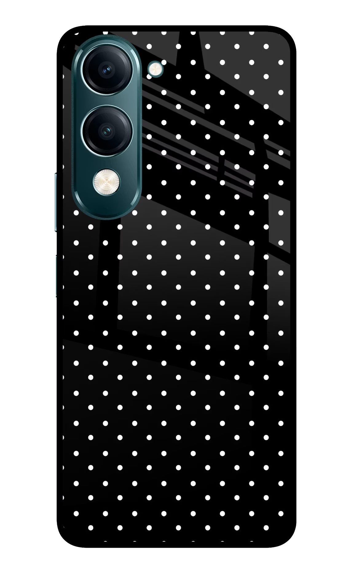 White Dots Vivo Y19s 5G Glass Case Back Cover by Casekaro