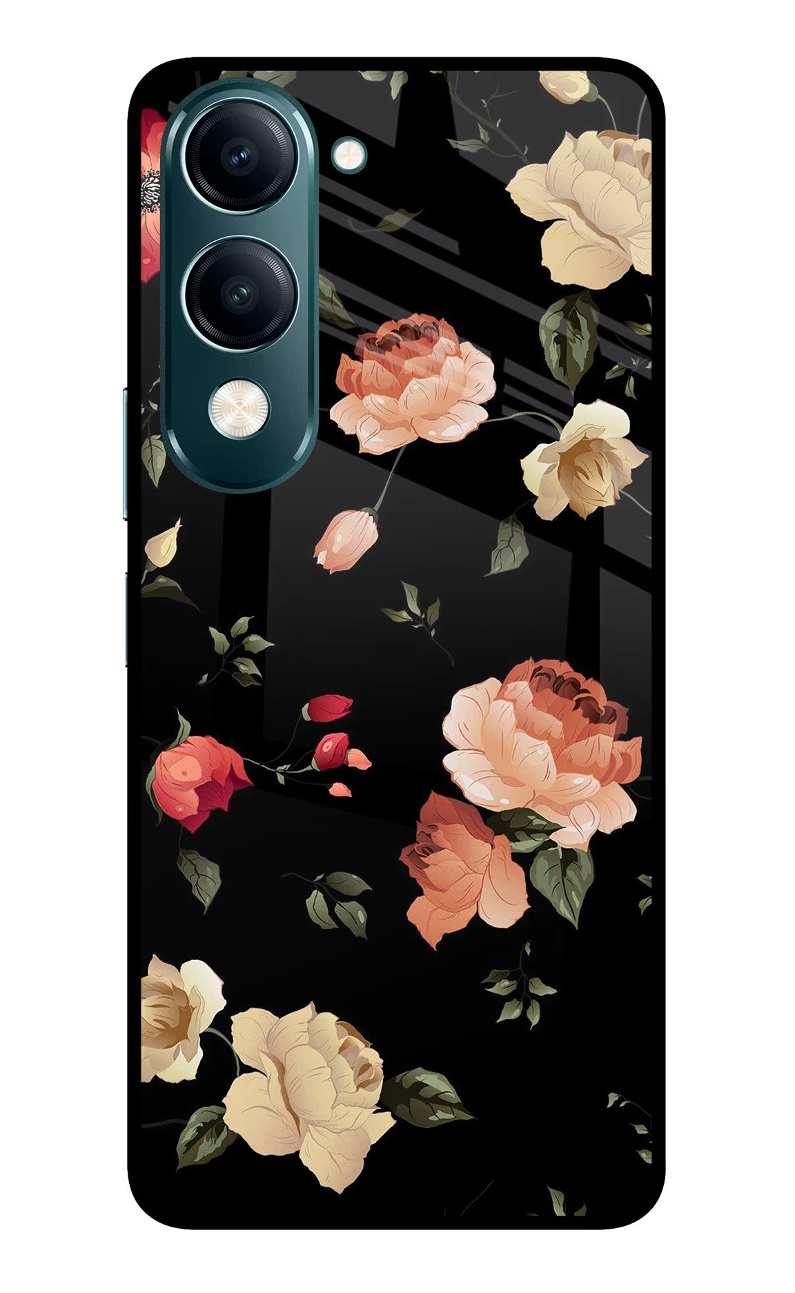 Flowers Vivo Y19s 5G Glass Case Back Cover by Casekaro