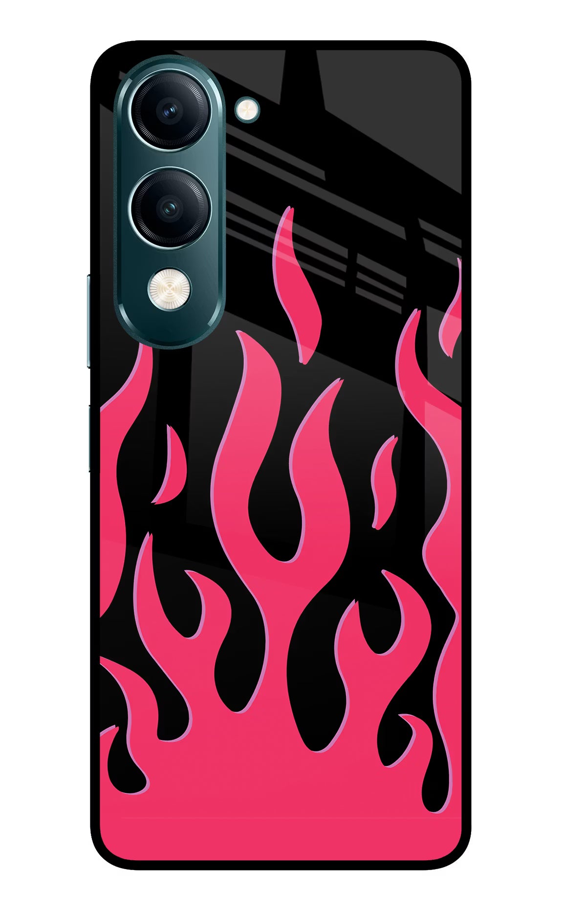 Fire Flames Vivo Y19s 5G Glass Case Back Cover by Casekaro