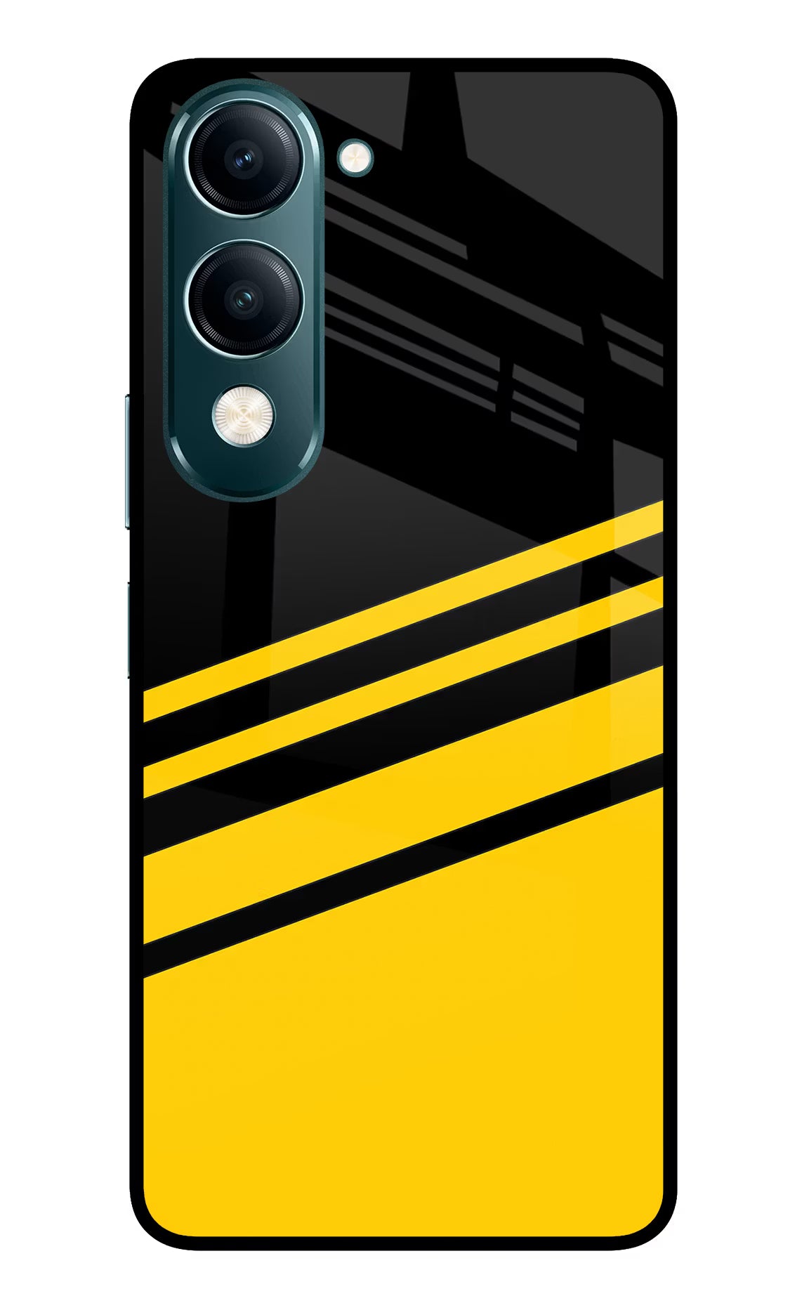 Yellow Shades Vivo Y19s 5G Glass Case Back Cover by Casekaro