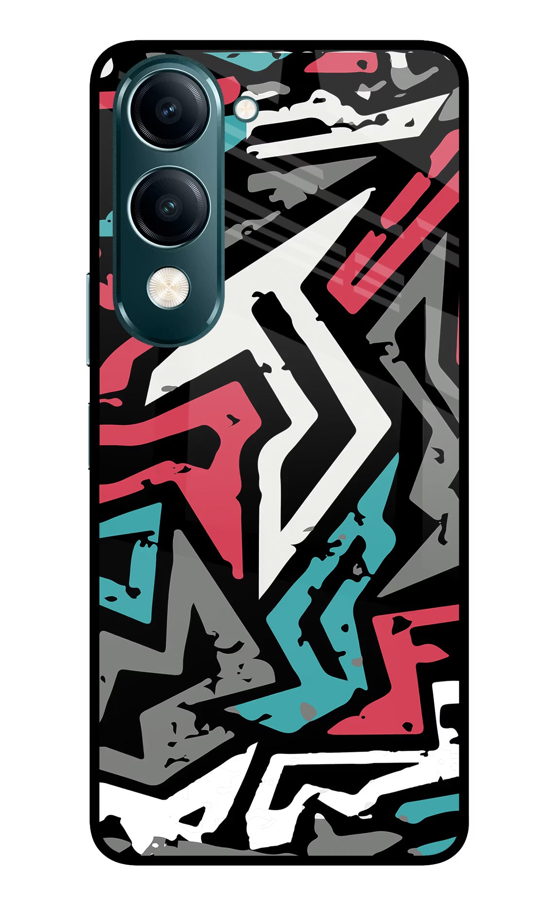 Geometric Graffiti Vivo Y19s 5G Glass Case Back Cover by Casekaro