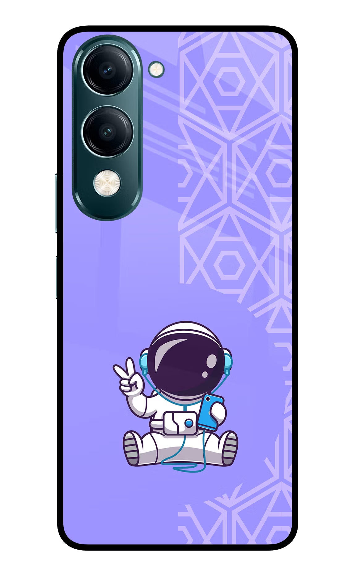 Cute Astronaut Chilling Vivo Y19s 5G Glass Case Back Cover by Casekaro