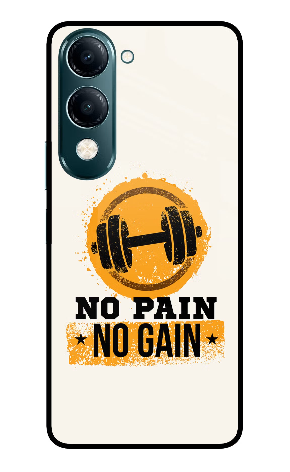 No Pain No Gain Vivo Y19s 5G Glass Case Back Cover by Casekaro
